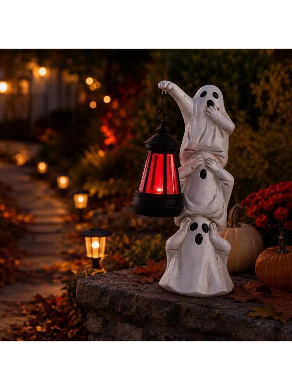 Outdoor Halloween Ghost Statue Decor - Cute Light Up Garden Yard Decoration - Picture 6 of 6